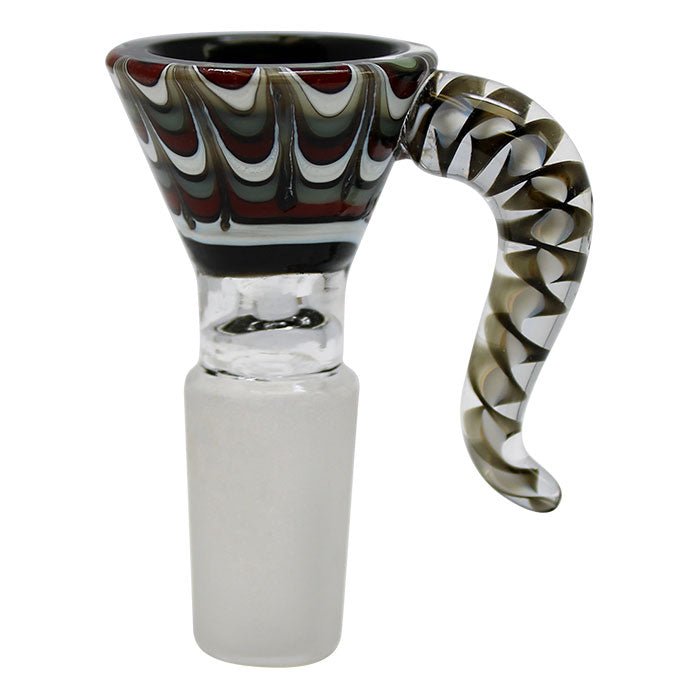 Long Handle Colored Stripes Glass Bowl 14mm - Greenhut