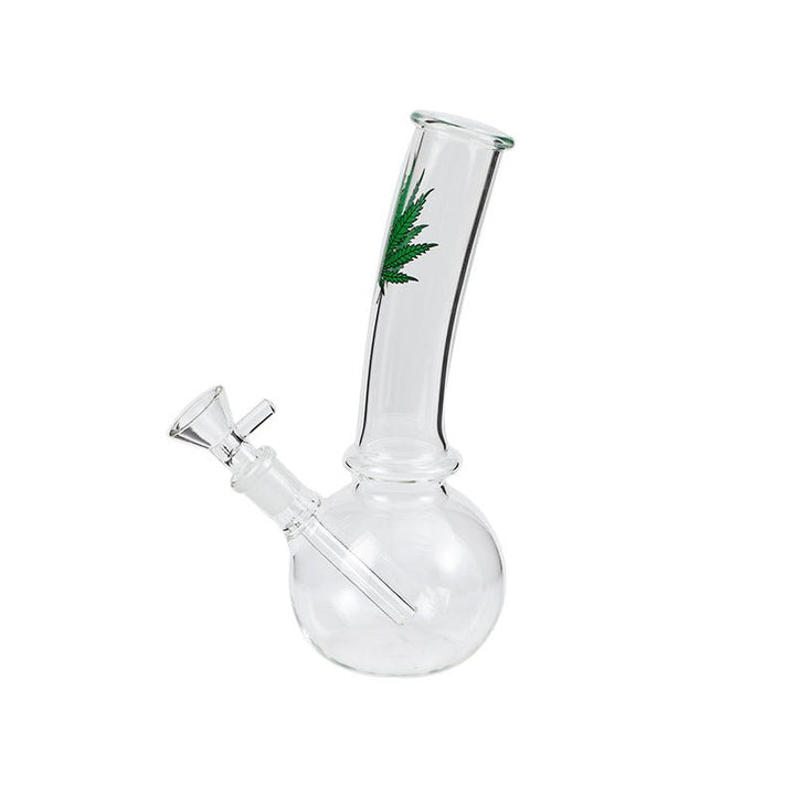 Clear Round Base Leaf Pattern Waterpipe 20cm - Greenhut