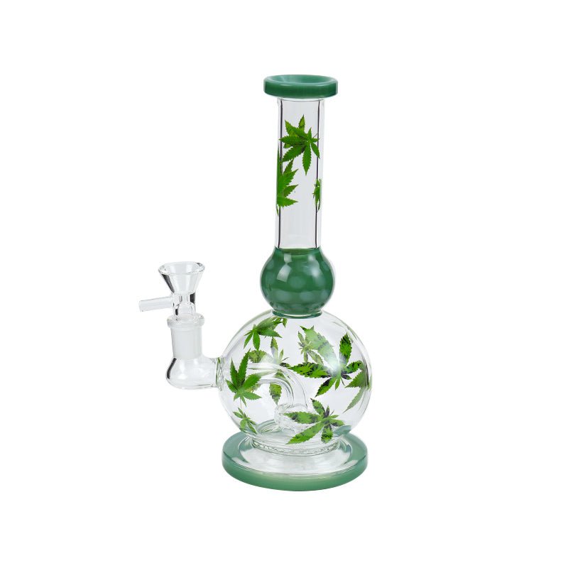 Leafy Round Base Solid Waterpipe 22cm - Greenhut