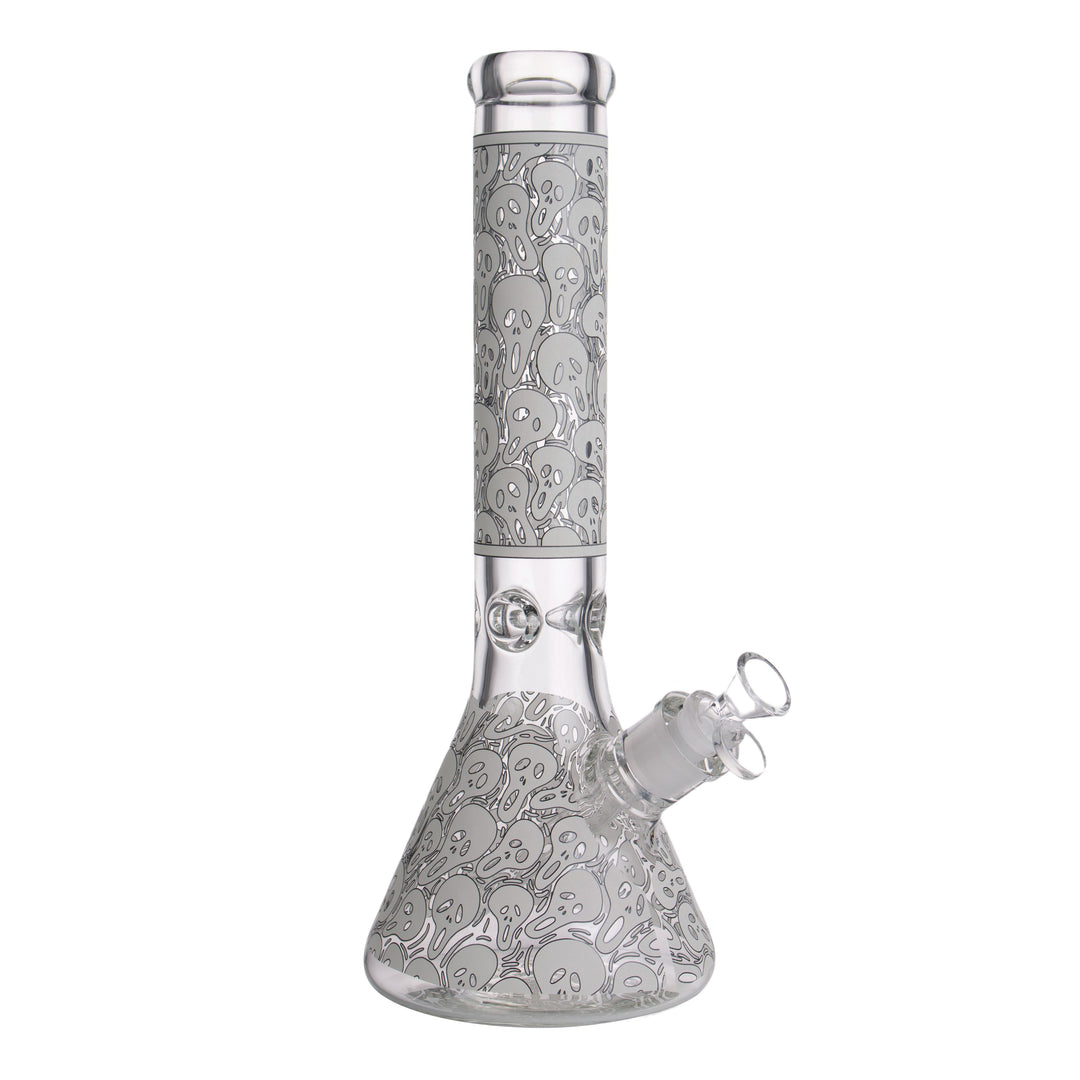Glow in Dark Skulls Pattern Glass Waterpipe 35cm - Greenhut