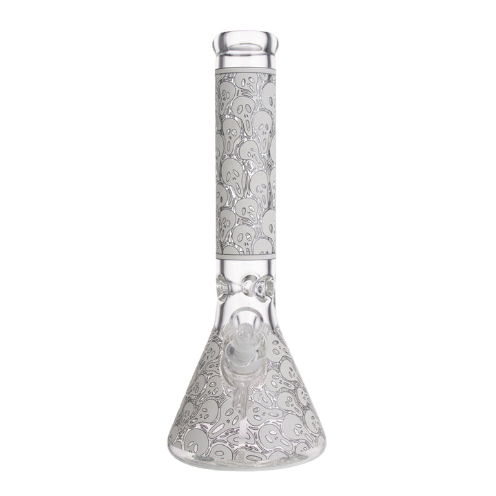 Glow in Dark Skulls Pattern Glass Waterpipe 35cm