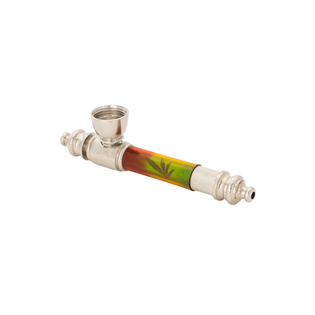 Leafy Pattern Metal Smoking Pipe 10.5cm - Greenhut
