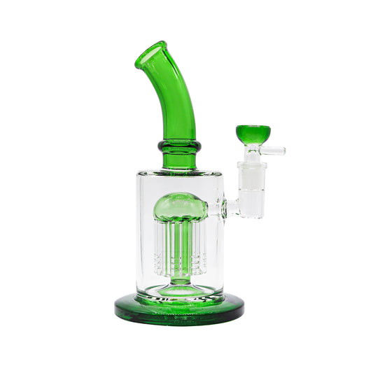 Colored Eight Arms Percolator Solid Glass Waterpipe 22cm