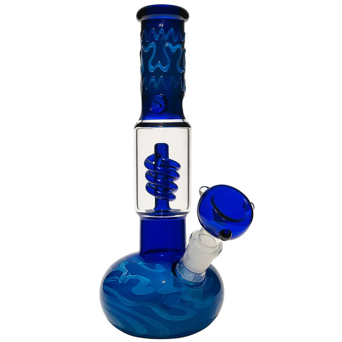 Colored Spiral Percolator Glass Waterpipe 24cm