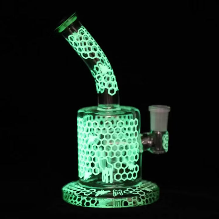 Glow in Dark Honeycomb Pattern Waterpipe 17cm