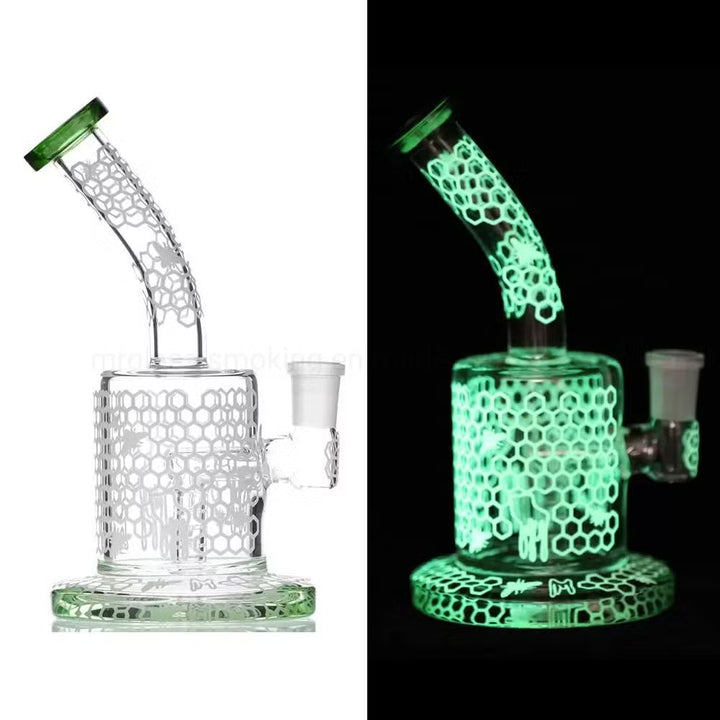 Glow in Dark Honeycomb Pattern Waterpipe 17cm