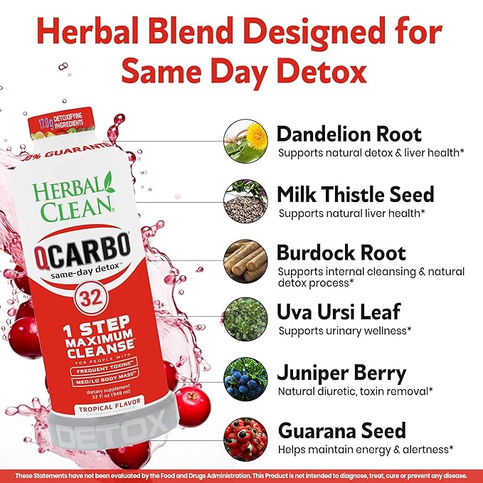 Detox Drink Herbal Clean QCarbo 32oz - Greenhut