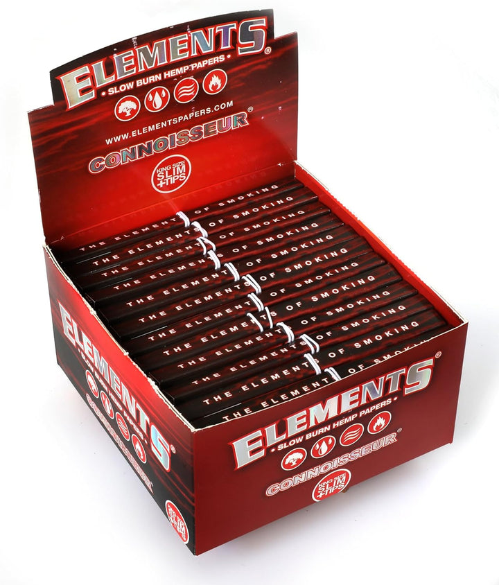 Elements Red Connoisseur King Size Slim + Tips - Greenhut