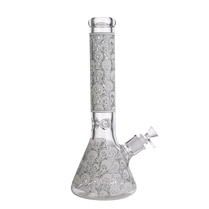 Glow in Dark Skulls Pattern Glass Waterpipe 35cm
