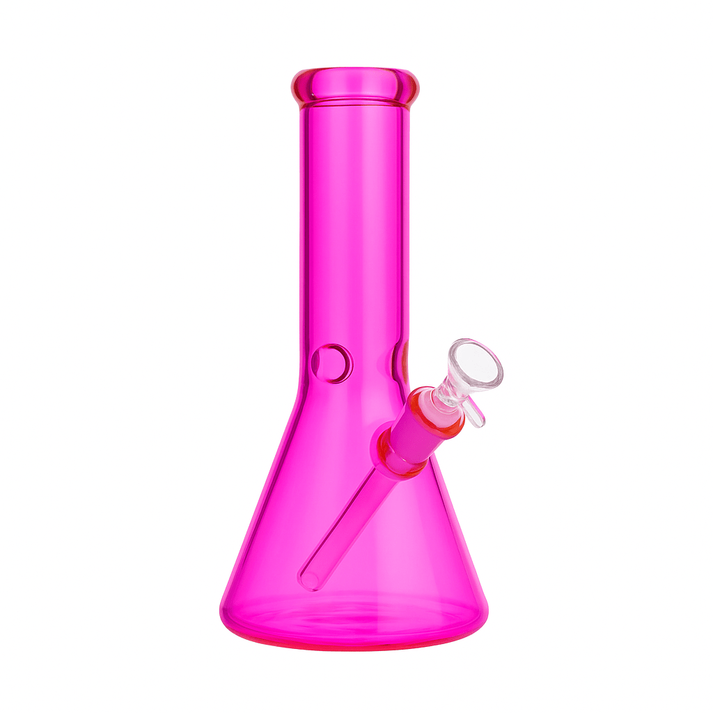 Solid Pink Colored with Patterns Glass Waterpipe 26cm - Greenhut