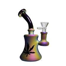 Colored Rainbow Leafy Pattern Waterpipe 17cm - Greenhut