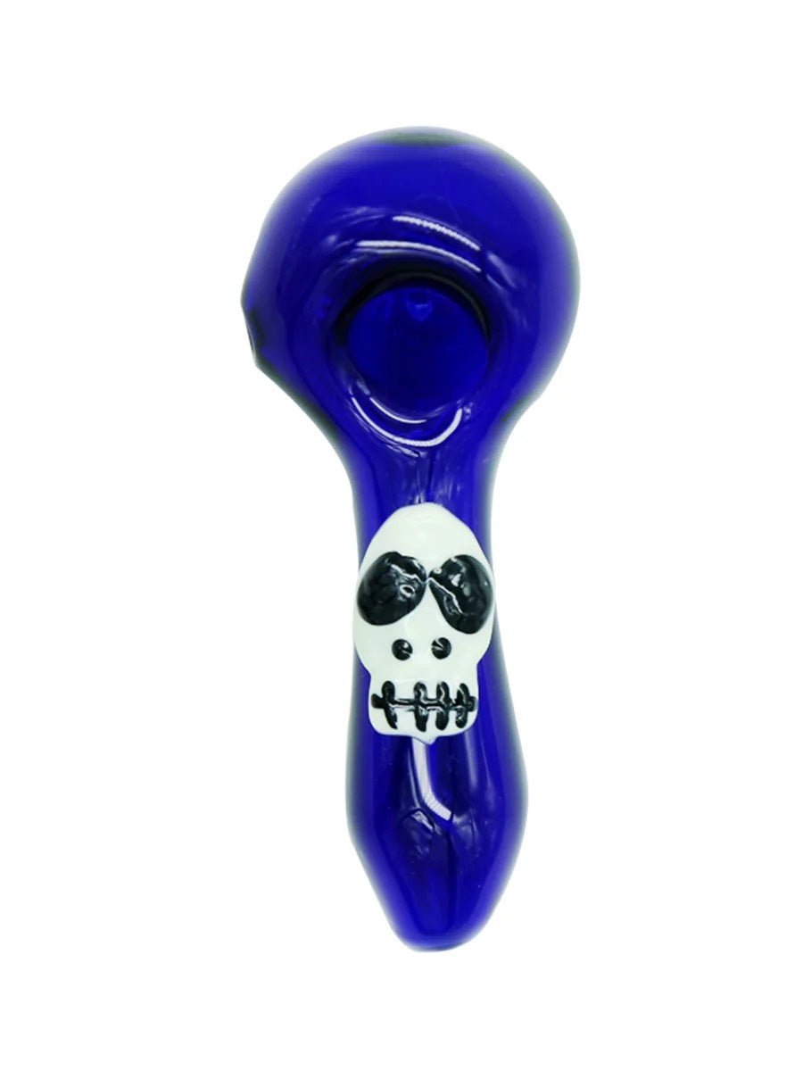Glow in Dark Skull Solid Glass Smoking Pipe 10cm - Greenhut