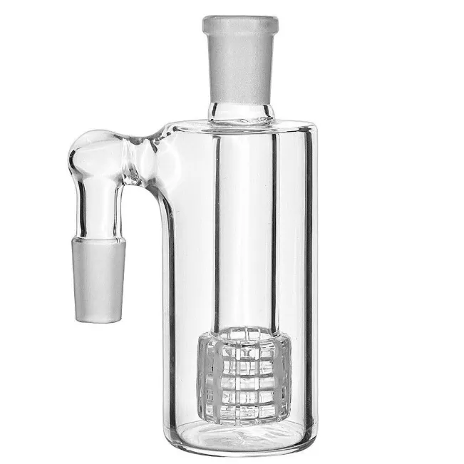 Clear Glass Barrel Percolator Glass Ash Catcher 18mm - Greenhut