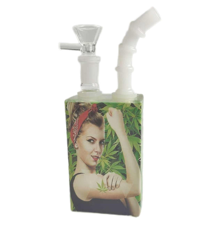 Colored Glass Juicy Box Bubbler Water Pipe 19cm