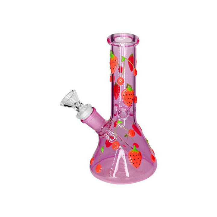 Pink Strawberry Solid Glass Waterpipe 20cm - Greenhut
