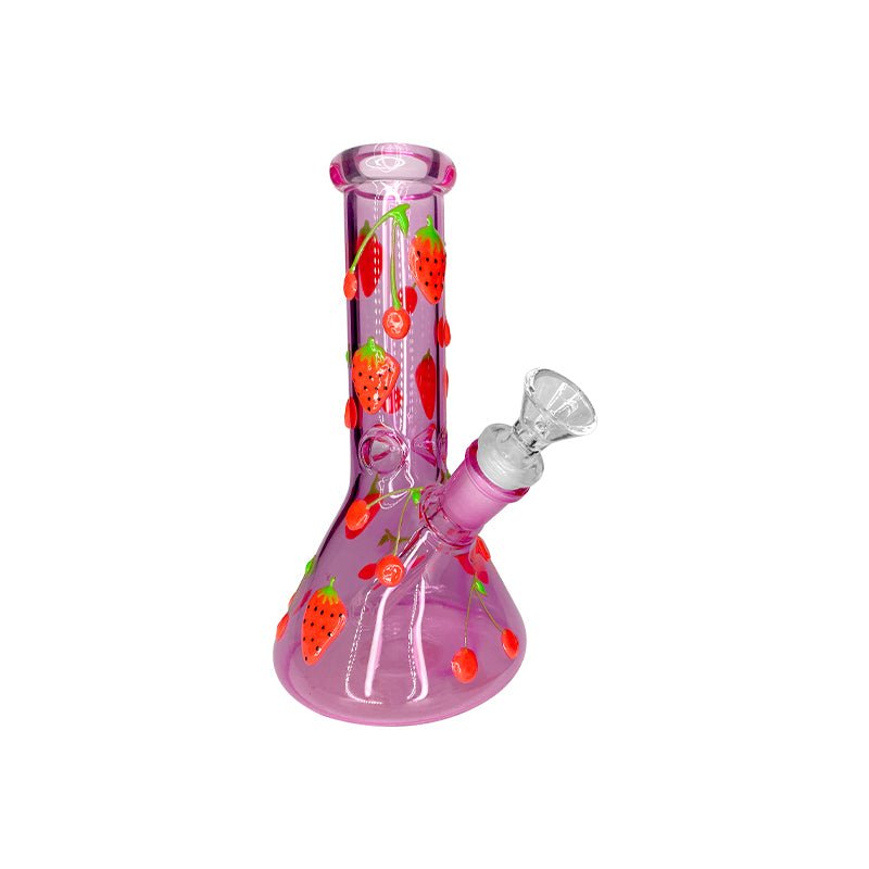 Pink Strawberry Solid Glass Waterpipe 20cm - Greenhut