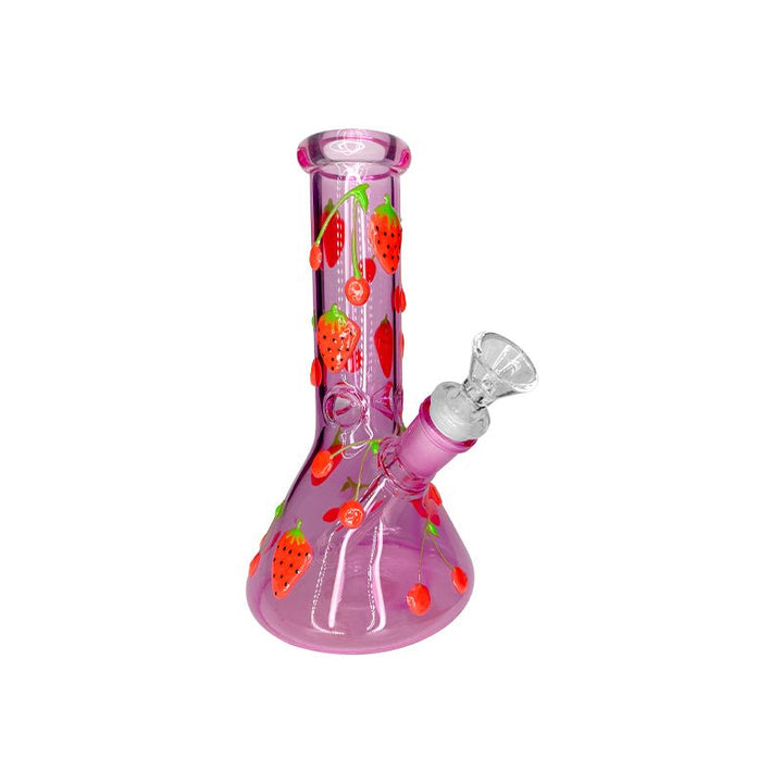 Pink Strawberry Solid Glass Waterpipe 20cm - Greenhut