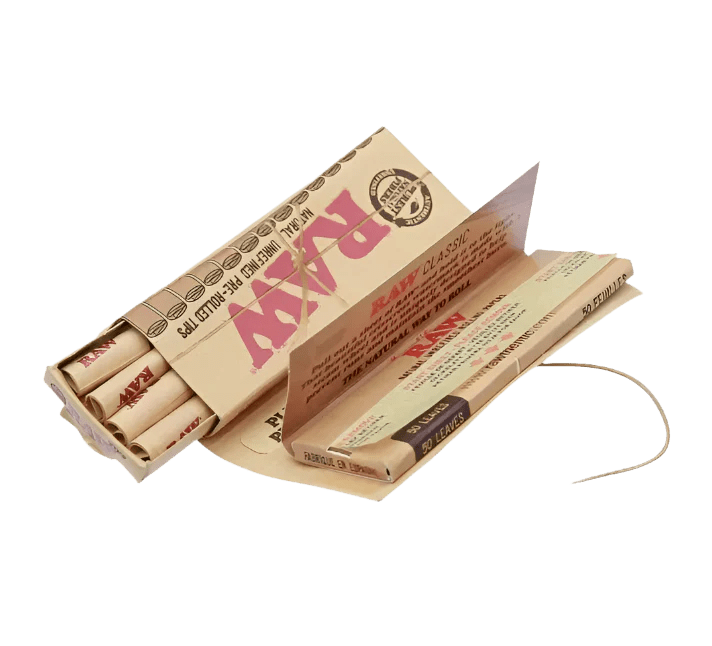 Raw Connoisseur 1 1/4 + Prerolled Tips Papers - Greenhut
