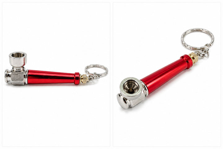New Colored Metal Smoking Pipe with Keyring 7.5cm - Greenhut