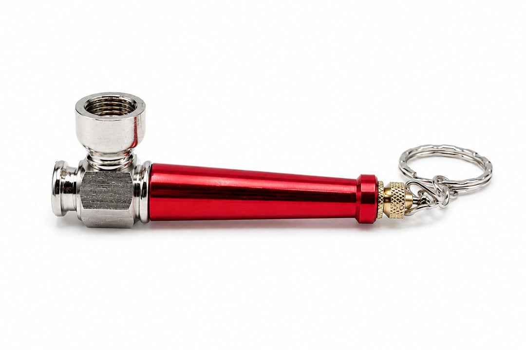 New Colored Metal Smoking Pipe with Keyring 7.5cm - Greenhut