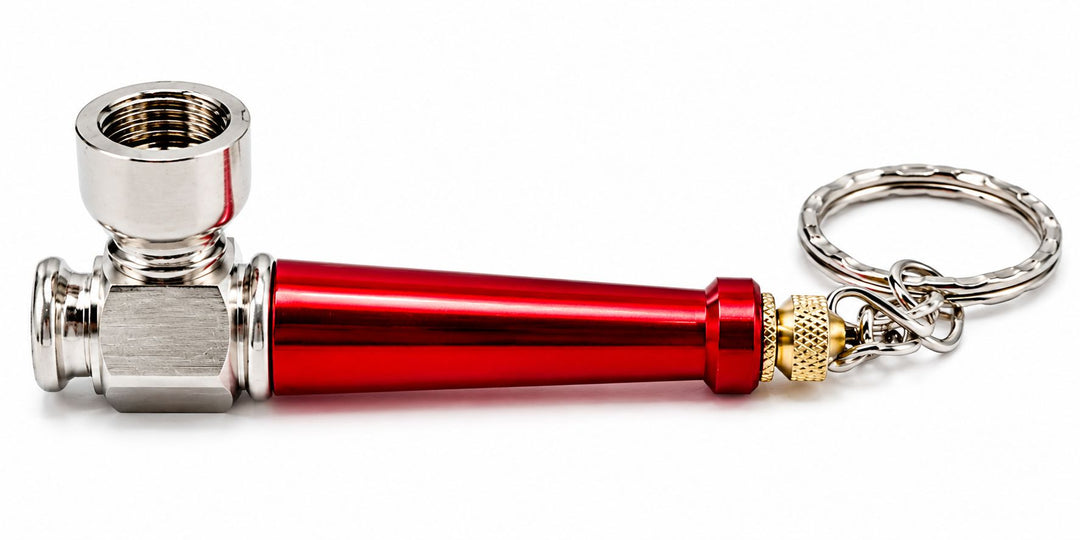 New Colored Metal Smoking Pipe with Keyring 7.5cm - Greenhut