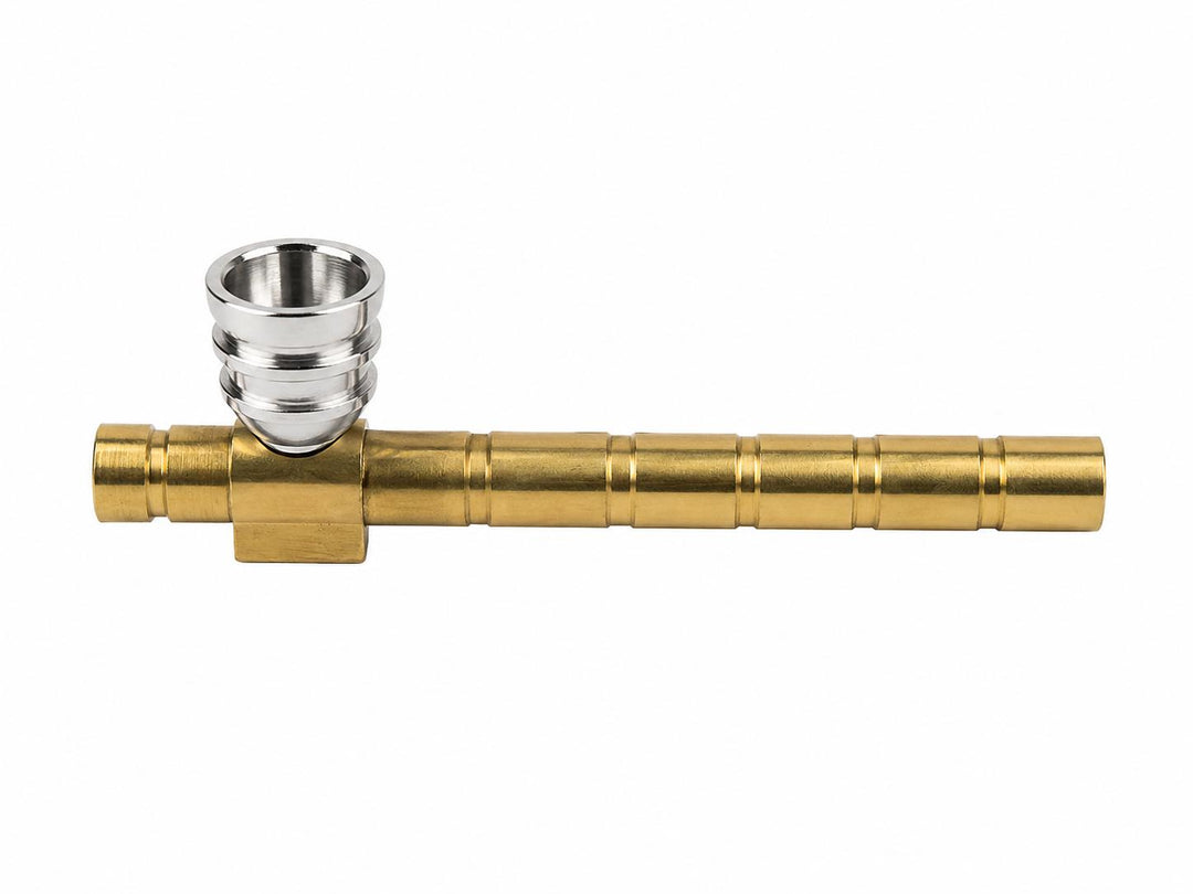 Brass & Metal Slim Smoking Pipe 8cm