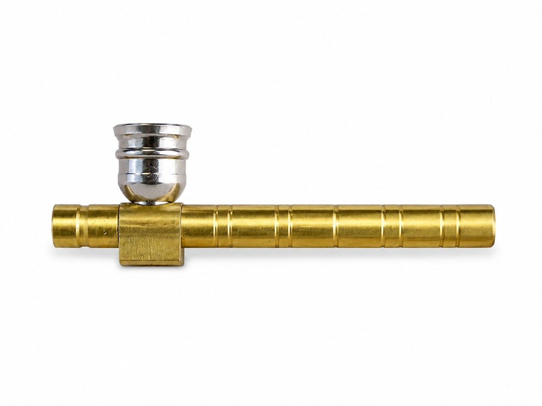 Brass & Metal Slim Smoking Pipe 8cm