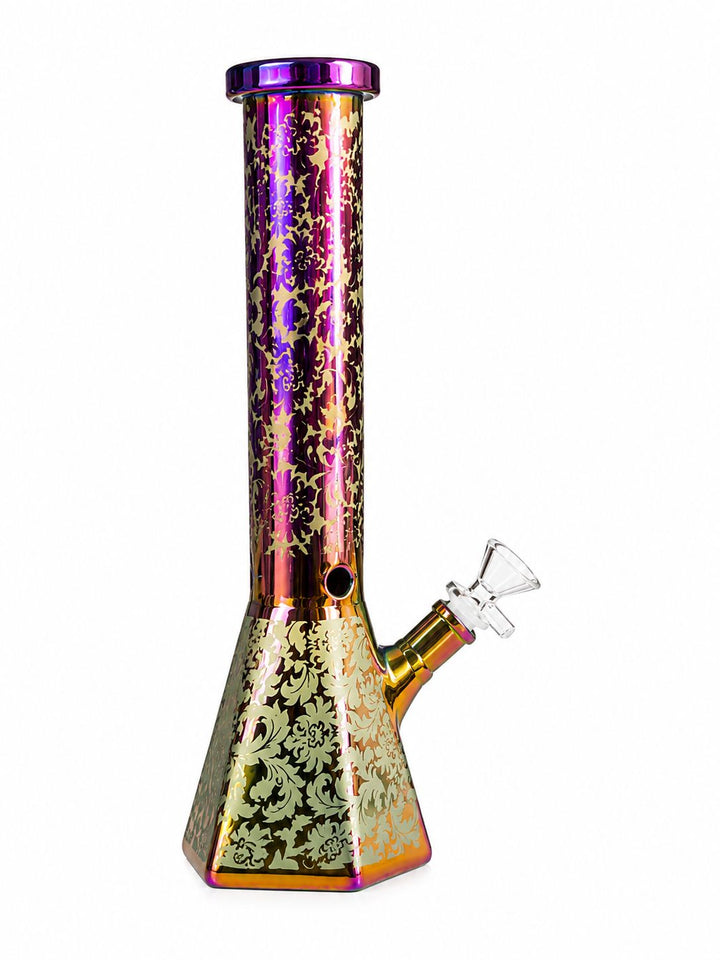 Electroplated Glass Colored Pattern Waterpipe 29cm