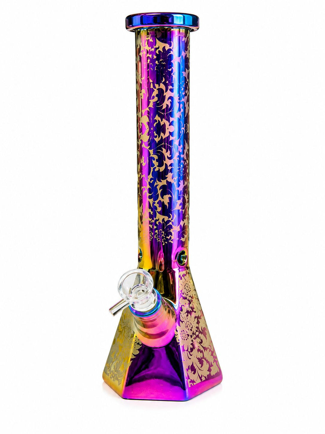 Electroplated Glass Colored Pattern Waterpipe 29cm