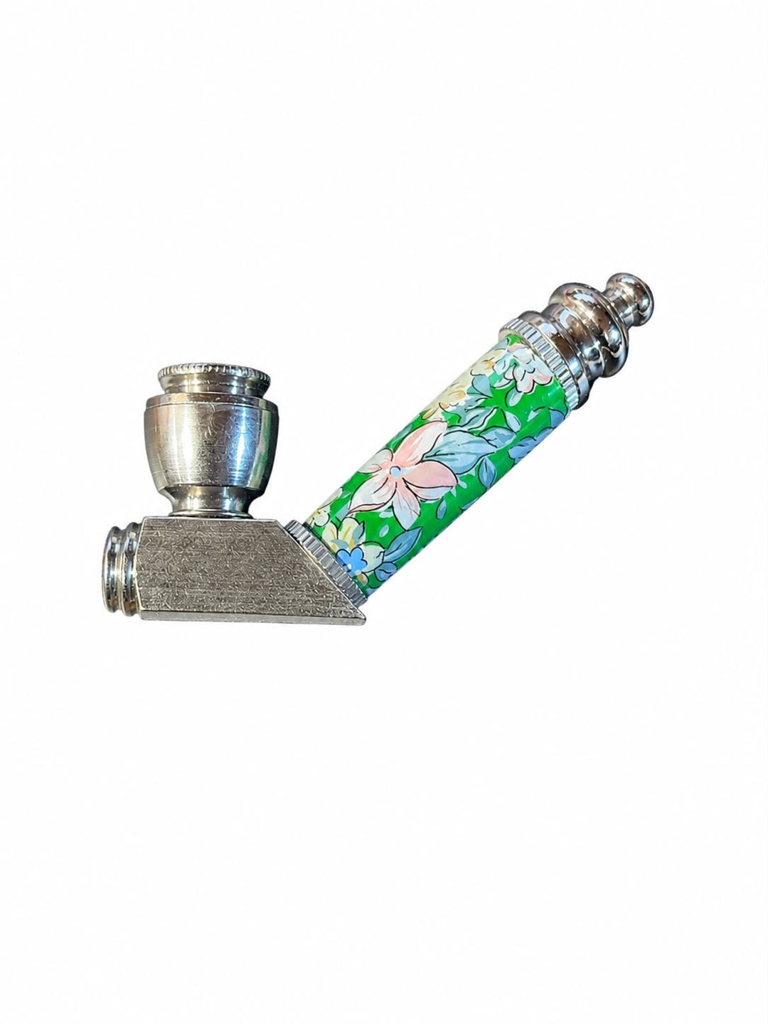 Colored Floral Flathead Metal Smoking Pipe