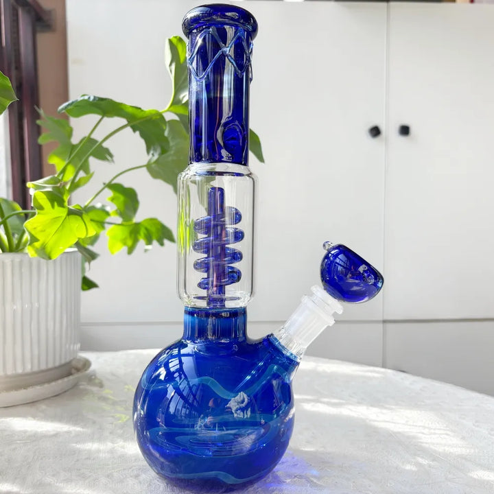 Colored Spiral Percolator Glass Waterpipe 24cm