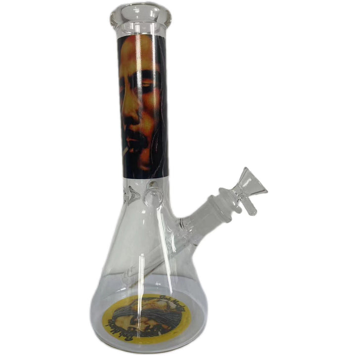 Clear Bob Marley Picture Glass Waterpipe 25cm