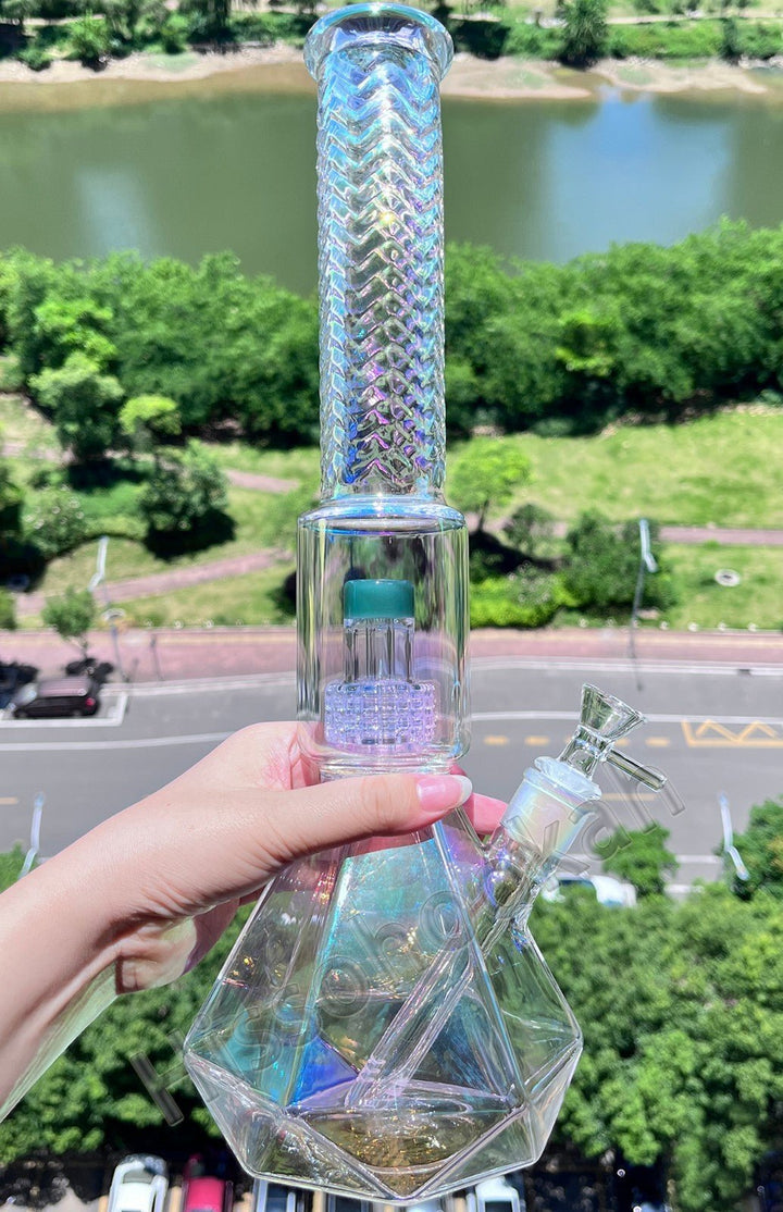 Diamond Shape Electroplated Threaded Waterpipe 40cm - Greenhut