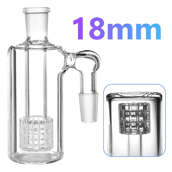 Clear Glass Barrel Percolator Glass Ash Catcher 18mm - Greenhut
