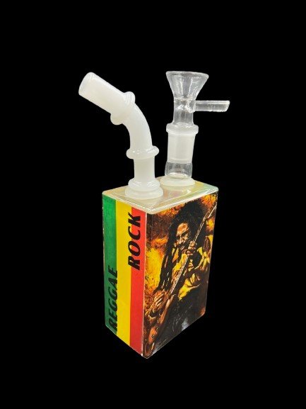 Colored Glass Juicy Box Bubbler Water Pipe 19cm