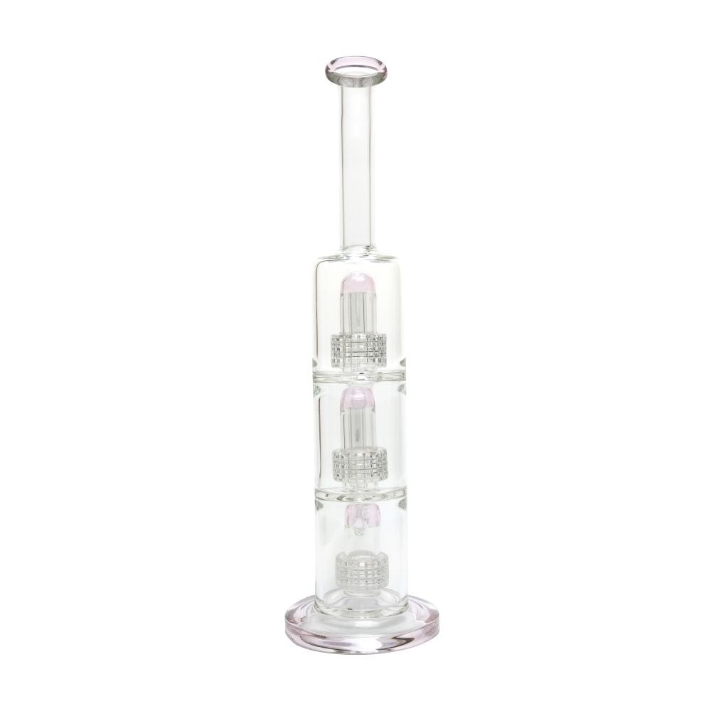 Triple Percolators Solid Glass Waterpipe 42cm Greenhut NZ