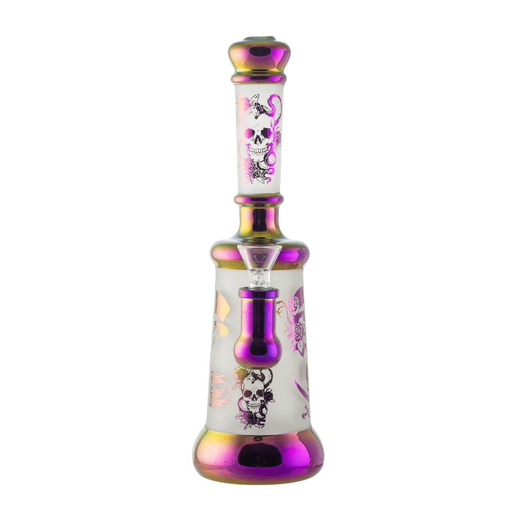 Electroplated Skull Pattern Glass Waterpipe 25cm - Greenhut