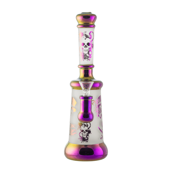 Electroplated Skull Pattern Glass Waterpipe 25cm - Greenhut