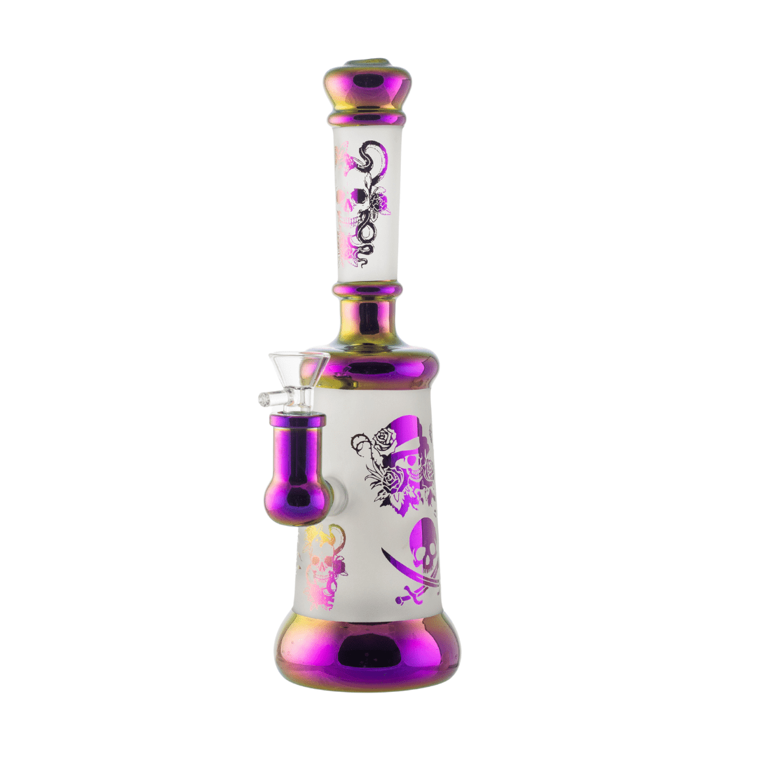 Electroplated Skull Pattern Glass Waterpipe 25cm - Greenhut