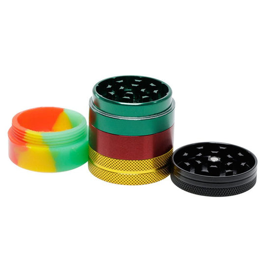 Rasta Color Aluminium Alloy Silicon weed Grinder