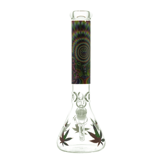 Premium Green Leafy Beaker Base Waterpipe 35cm - Greenhut