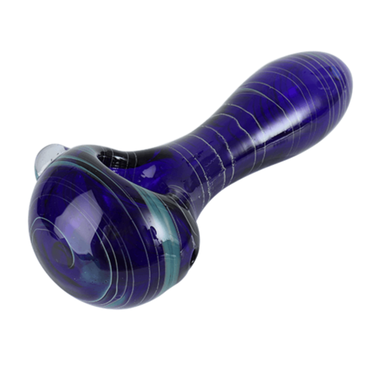 Dark Blue Stripes Glass Smoking Pipe