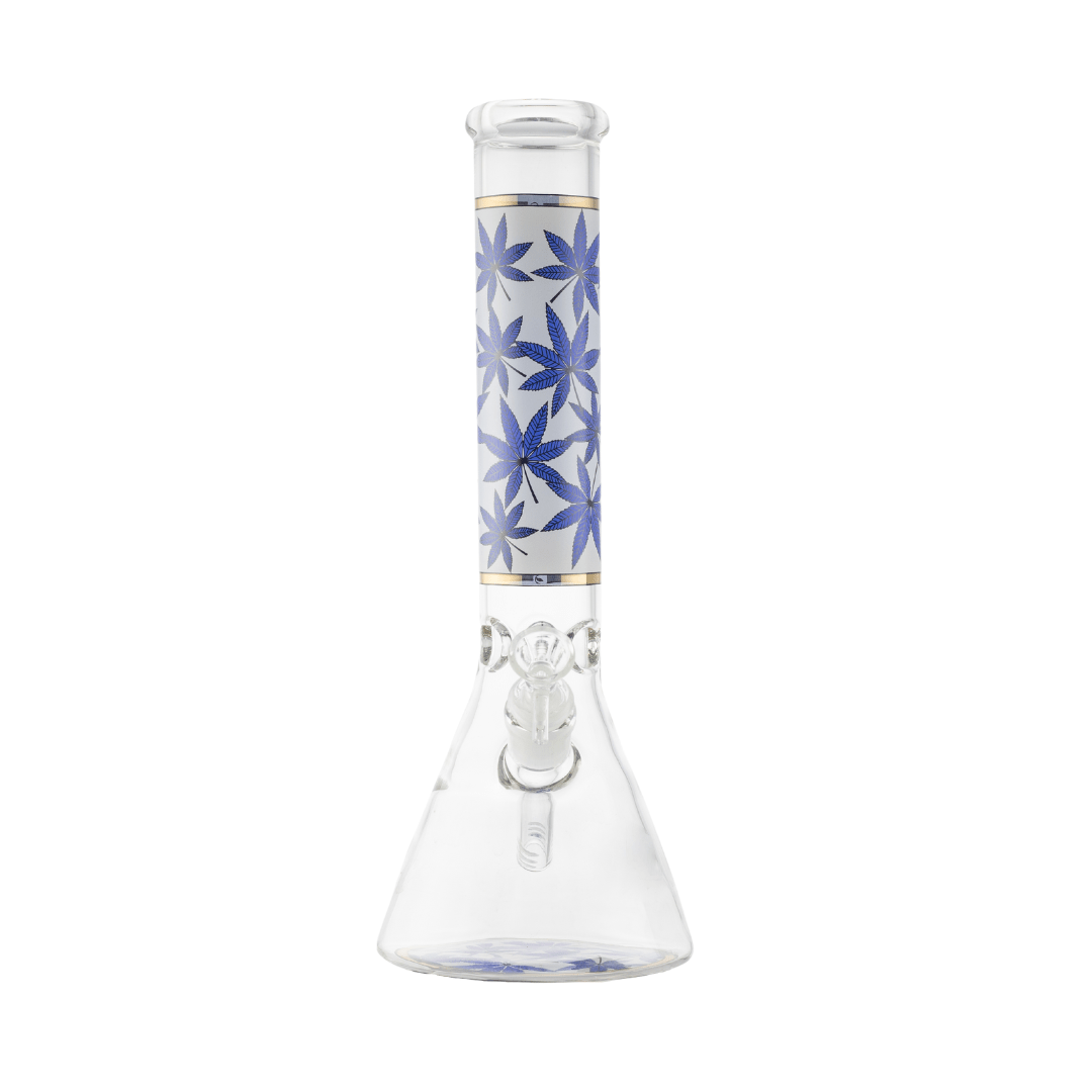 Leafy Pattern Colored Glass Waterpipe 32cm - Greenhut