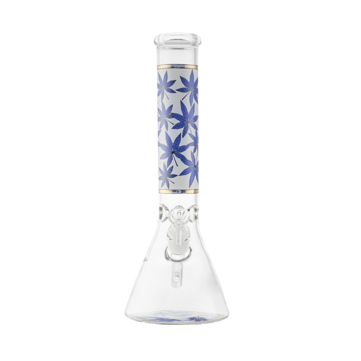 Leafy Pattern Colored Glass Waterpipe 32cm - Greenhut