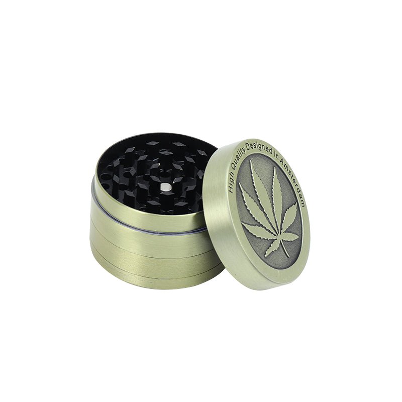 Solid Color Leafy Pattern Aluminum Alloy weed Grinder - Greenhut