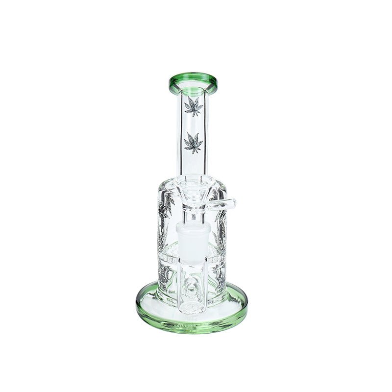 Bent Neck Honeycomb Waterpipe with Leaf Patterns 17cm - Greenhut