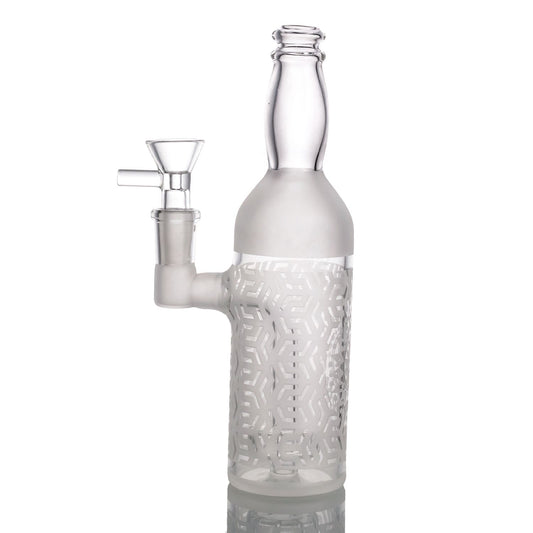 Frosted Glass Beer Bottle Shape Waterpipe 18cm - Greenhut