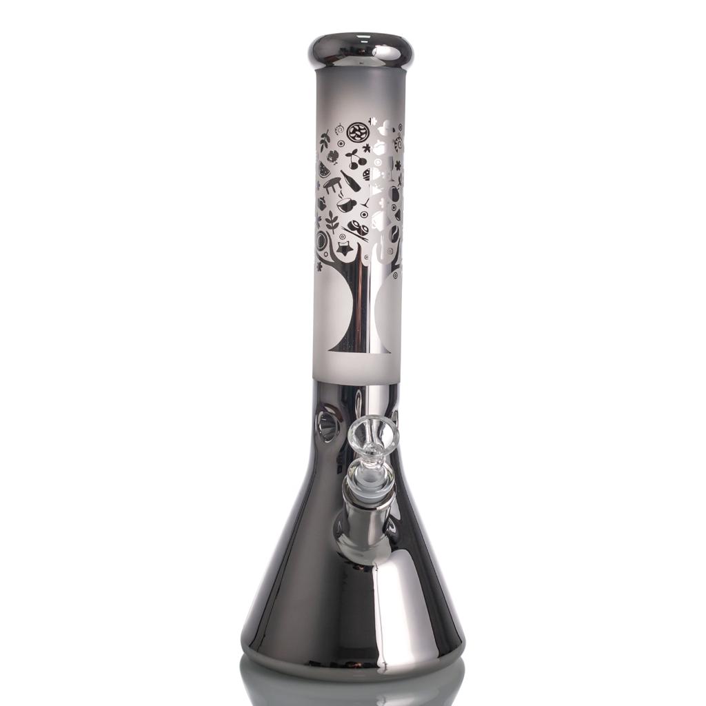 Shiny Tree Patterns Beaker Shape Waterpipe 35cm - Greenhut