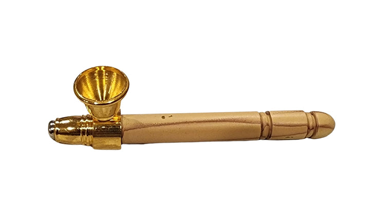 Wooden Color Painted Brass Smoking Pipe 9.5cm