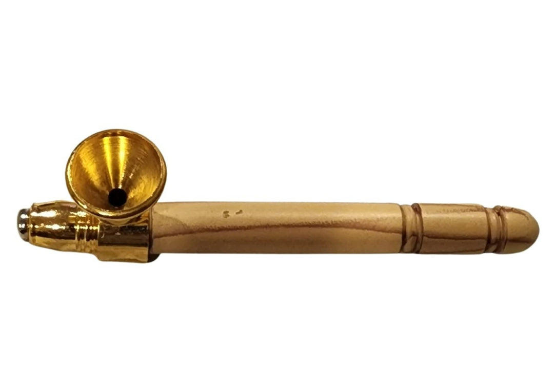 Wooden Color Painted Brass Smoking Pipe 9.5cm